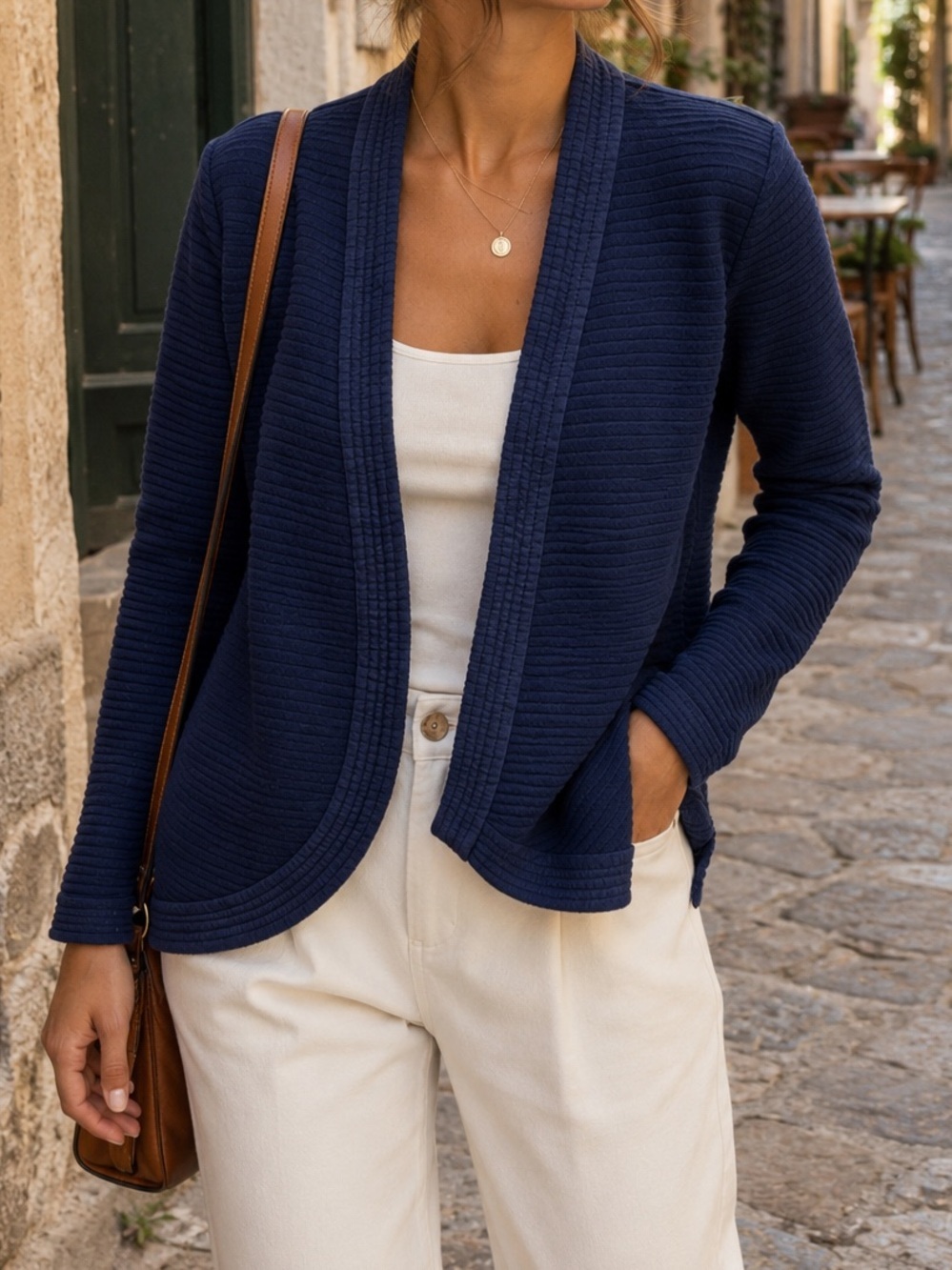 Scotch & Soda Maison Scotch Navy Textured Open Front Cardigan Jacket size 6